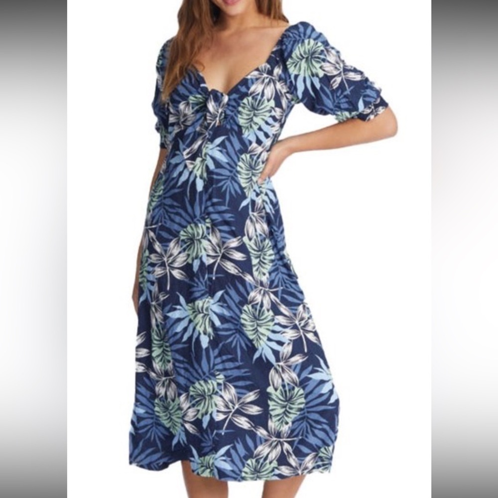 Roxy Floral Blue Dress NWT XS